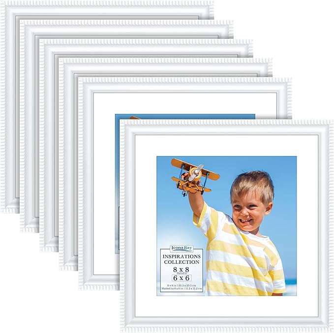8x8 Picture Frames with 6x6 Mat, 6 Pack, Contemporary, Inspirations | These by IconaBay