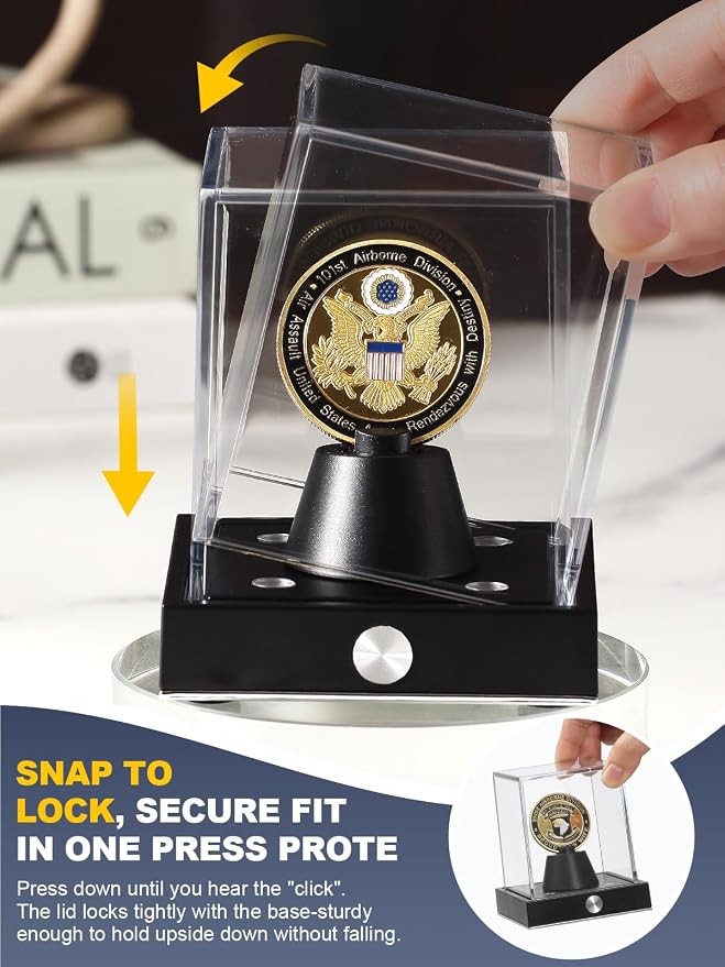 JupDec Cordless LED Challenge Coin Display Case, Autograph Coin Showcase - Image 5
