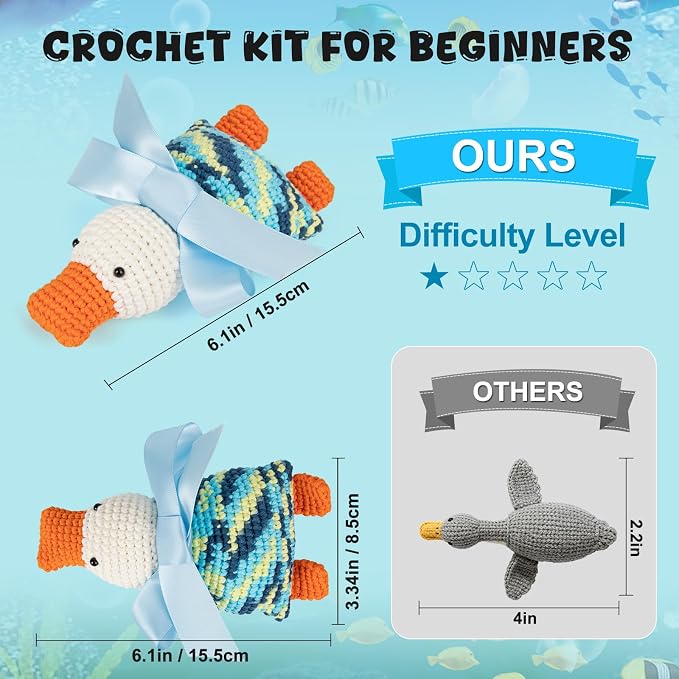 Totiro Crochet Kit for Beginners, Ducks Amigurumi Starter Kit, Easy DIY Craft - Image 5