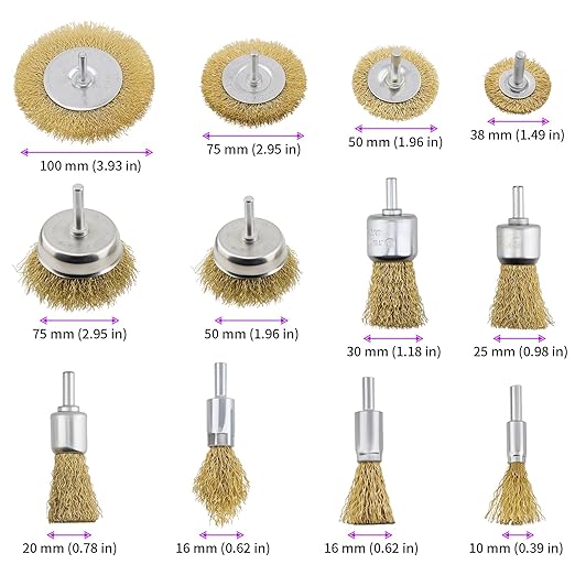 JEUIHAU 36 Pack Wire Brush Wheel for Drill ,Brass Wire Wheel with 1/4" Hex Shank,Wire Cup Brush for Professional Rust and Paint Removal