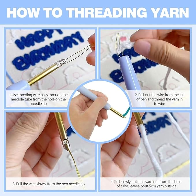 RUIQLXHANG Punch Needle Kits for Beginners, Cute Cartoon Easter Rabbit and Eggs - Image 3