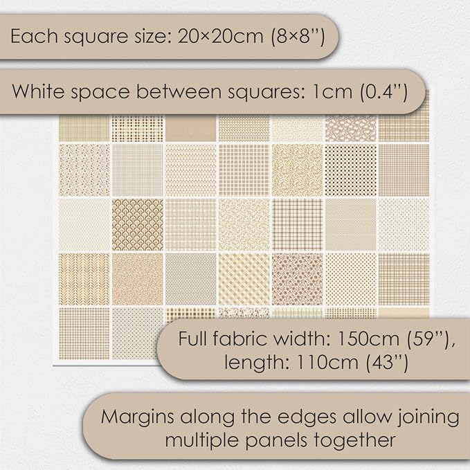 Cotton Satin Patchwork Fabric Panel – 35 Designs, 20×20 cm Squares, Single - Image 5