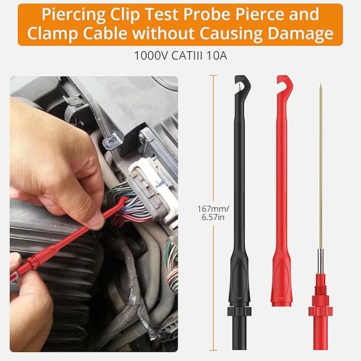 Neoteck 17PCS Multimeter Automotive Test Leads Wire Piercing Clip Puncture Probes Replaceable Gold-Plated Multimeter Probes 4mm Banana Plug Extension Test Cable Set