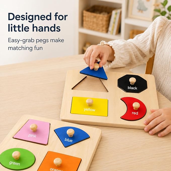 Wooden Shape Color Sorting Puzzle Toys - Image 6