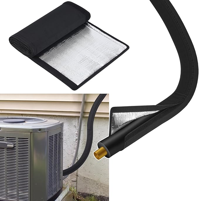 3-Layer HVAC Copper Pipe Insulation Cover,Upgrade 80x12Inch 600D Oxford AC Pipe Insulation Outdoor,Lengthening&Widen AC Line Insulation Sleeve,Flexible Central Air Conditioner Pipe Covers for Outside