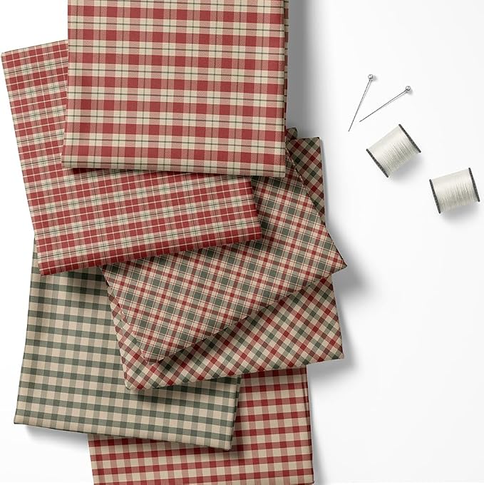 Patchwork Fabric Panel 100x155 cm, 100% Cotton Satin, 6 Coordinated Gingham - Image 2