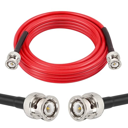 15FT RG58 50 ohm BNC Male to Male Coax Cable - Low Loss Extension Coaxial Cable with BNC Adapter Connector for Antennas, RF Radios, Modems, Oscilloscopes, Spectrum, etc (Red)