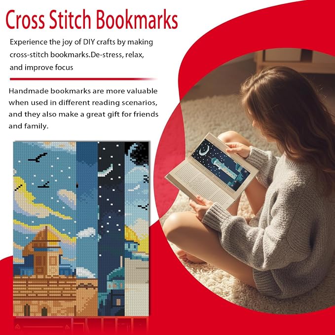 VIGEGU 4 Pcs Religion Cross Stitch Bookmark Kit - Image 2