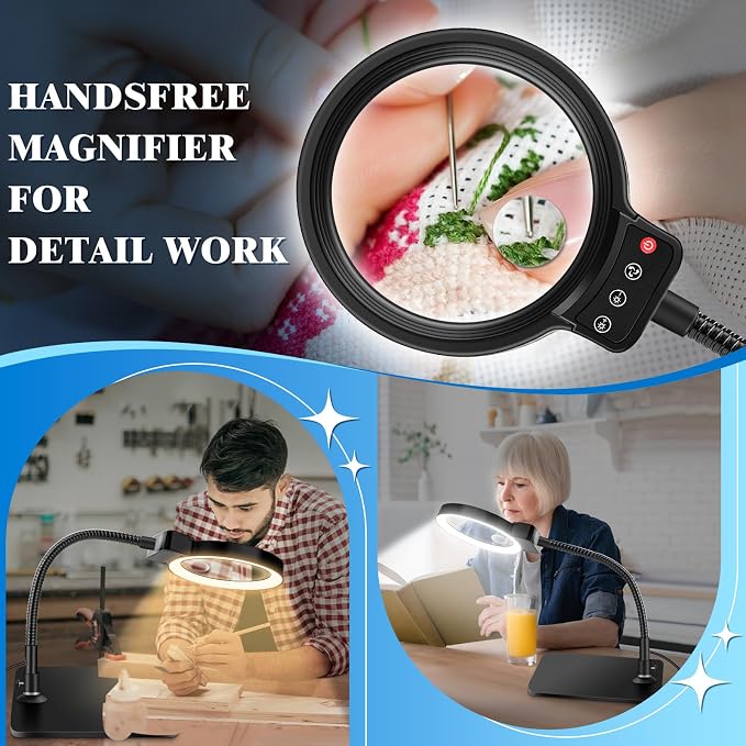 30X 10X Magnifying Glass with Light and Stand, 72 LED 3 Color Modes Stepless - Image 7