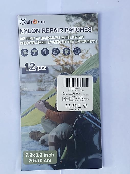 7.9x3.9 inch 12 PCS Nylon Repair Patch Nylon Repair Tape Self Adhesive Fabric Tapes Outdoor Camping Gear Fabric kit for Tent, Umbrella, Down Jackets, Sleeping Bag, Knapsack（White）
