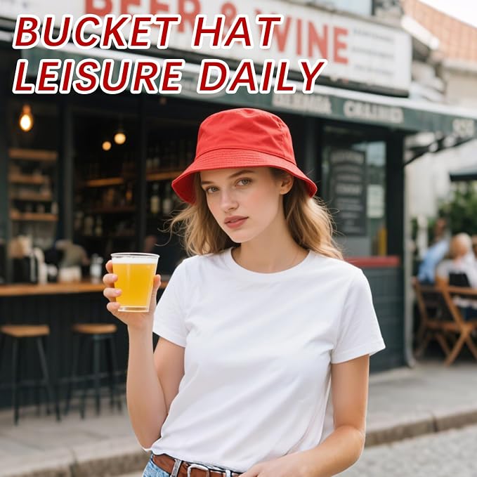 Bucket Hats Bulk Solid Color DIY Blank Hat Bucket Hats - Image 3