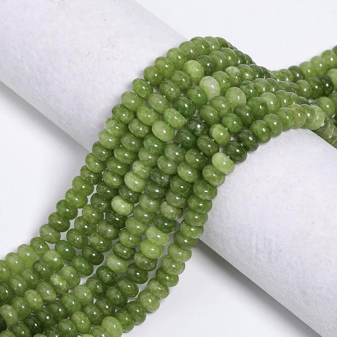 Songxi 5x8mm Natural Olivine Stone Rondelle Beads, Gemstone - Image 8