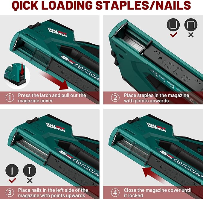 NEU MASTER 6-in-1 Staple Gun, Upholstery Stapler with 4000 Counts Staples, Staple Gun Heavy Duty for Wood, Fixing Material, Decoration DIY, Carpentry, Furniture
