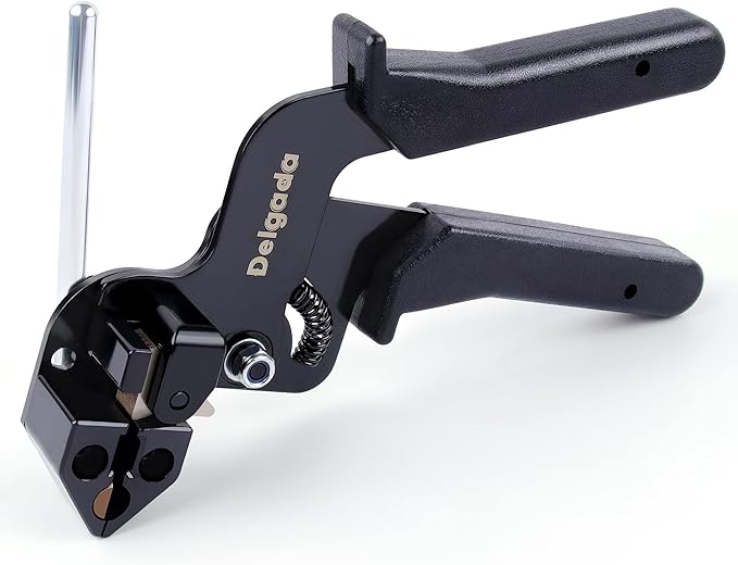Delgada Metal Zip Tie Gun for Stainless Steel Tie Wrap,Tensioning Installation Gun for Self-Locking Stainless Zip Ties,Tie Fasten Plier—Tightening Cutting Width 12mm
