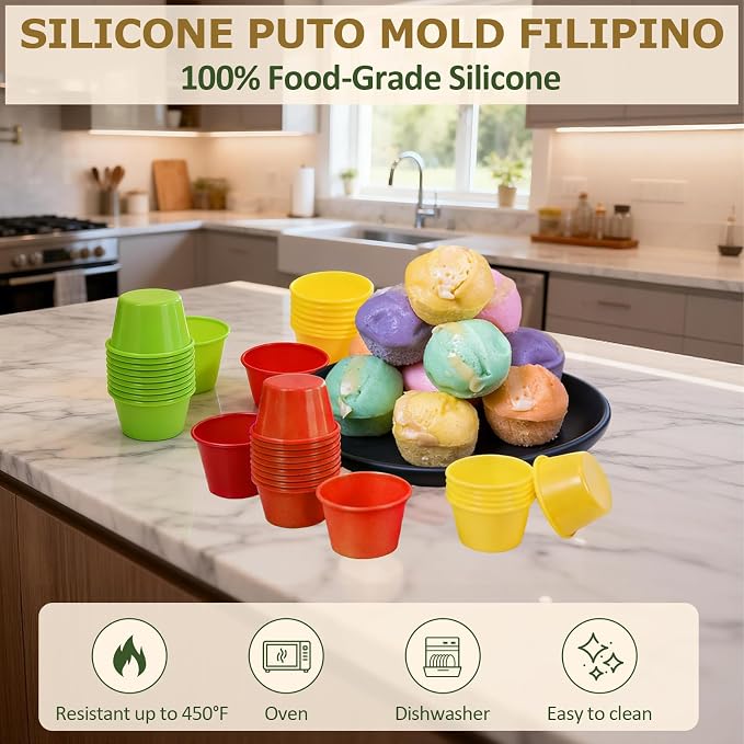 24 Pcs Silicone Puto Molder Filipino, BPA-Free Non-Stick Puto Mold Cups - Image 2