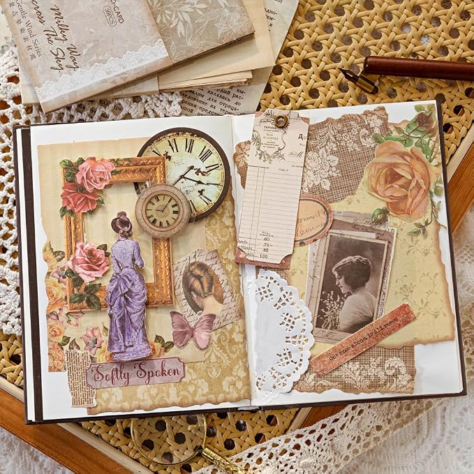 180 Sheets Vintage Scrapbook Paper, Journaling Scrapbooking Supplies, Antique - Image 4
