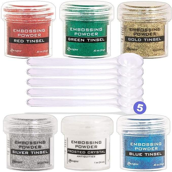 Ranger Metallic Embossing Powder Set, Embossing Powder Spoons, Frosted Crystal by Unknown