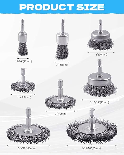 Rocaris 24 PCS Wire Wheel Brush for Drill , Carbon Steel Drill Wire Brush Set with 1/4-Inch Hex Shank for Rust Removal, Corrosion and Scrub Surfaces