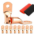 8PCS Battery Cable Ends, 1/0 Gauge Wire Connectors 1/4 Copper Wire Lugs, Bare Copper Eyelets with Heat Shrink Tubing by HOUSUN