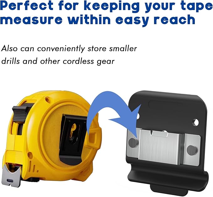 Tape Measure Holder for Belt, Low-Profile Tape Measure Belt Clip, Measuring Tape Holder up to 2" Tool Belt, Tape Accessories