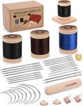 FOUSNOW Upholstery Repair Sewing Kit, 33 Pcs Needle and Thread Kit with Sewing Upholstery Needle Thread Rack Leather Binder Clips for Clothes Sofa Carpet Shoes Repair Crafts