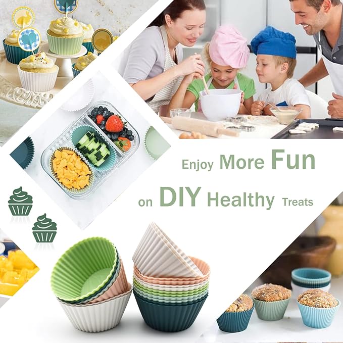 Reusable Silicone Cupcake Baking Cups 24 Pack, 2.75 inch Silicone Baking Cups - Image 7