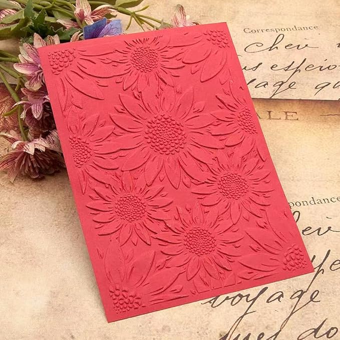 3D Plastic Embossing Folder Template Stereoscopic Sunflower Texture 5x7 Inch - Image 7