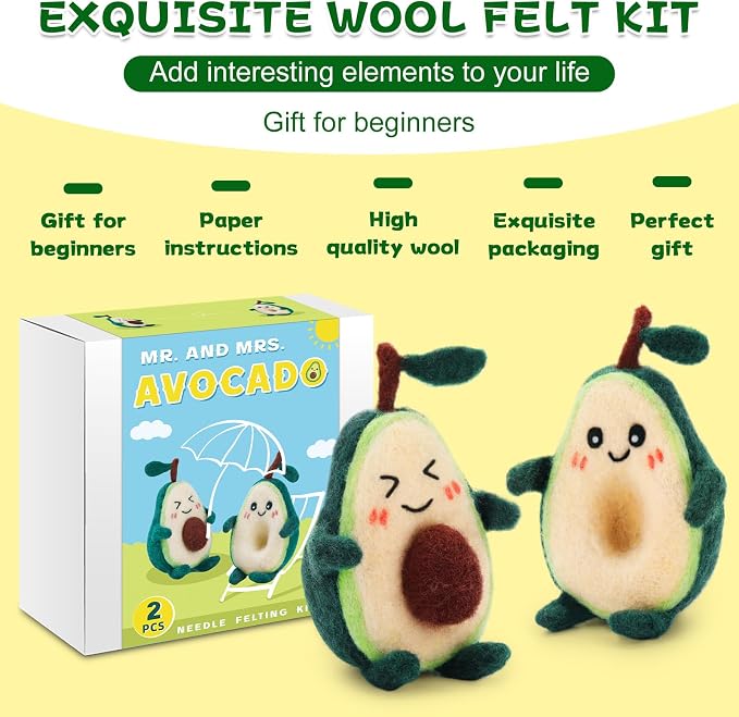 OEHPICC 2 Pcs Avocado Needle Felting Kit, Needle Felting Kits - Image 7