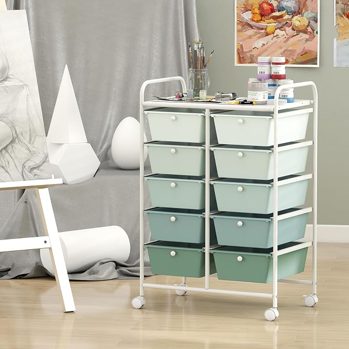 Giantex 10 Drawers Rolling Cart, Classroom Organizers, Storage Cart - Image 4