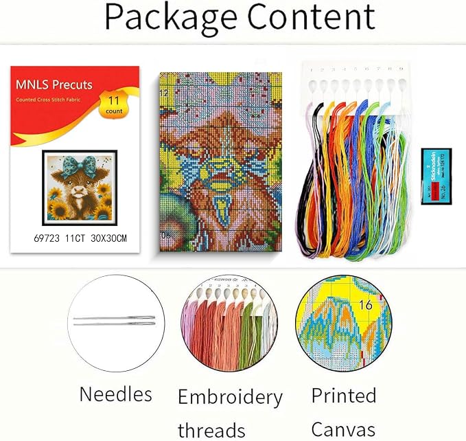 Zhenqing Highland Cow Stamped Cross Stitch Kit - Image 5