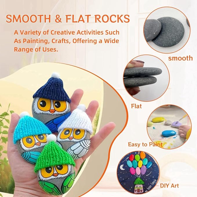 50PCS Painting Rocks, Medium Small & Tiny River Rocks - Image 4