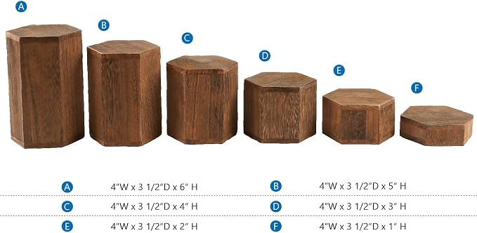 MOOCA Wooden 6 Pcs Hexagon Risers - Image 4