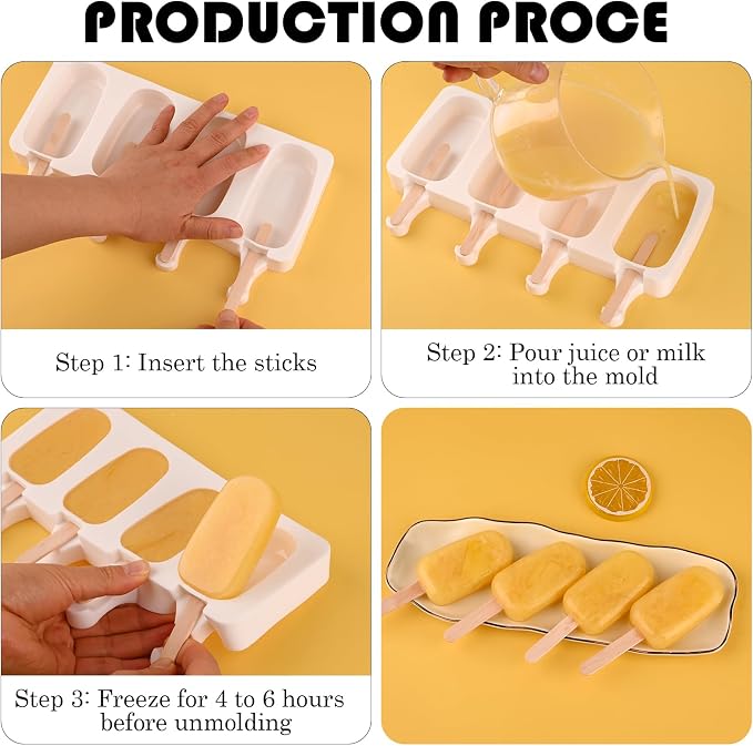 Sakolla 3 Pcs 4 Cavity Mini Popsicle Silicone Molds - Image 5