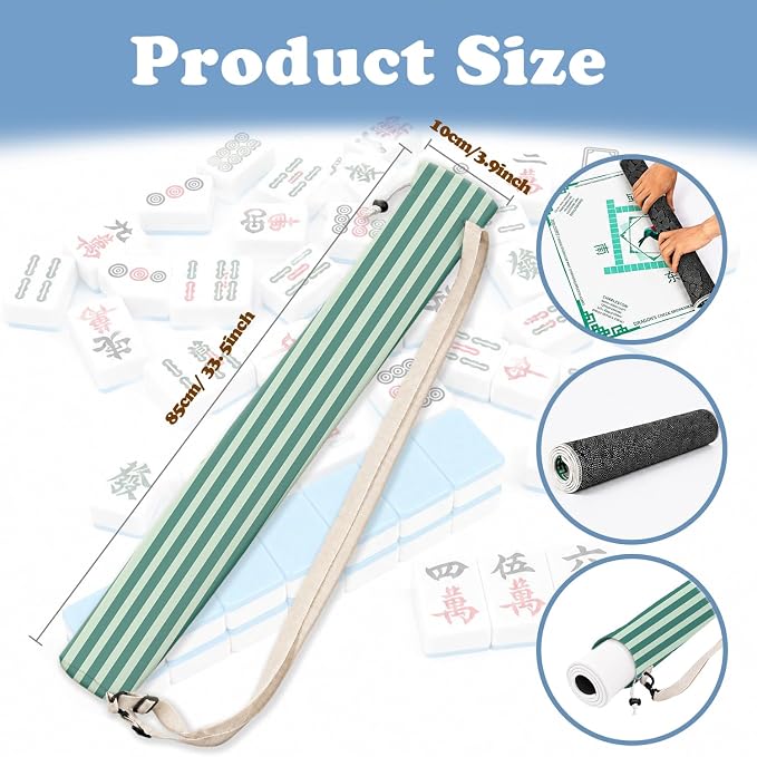 Green Striped Mahjong Mat Bag - Image 2