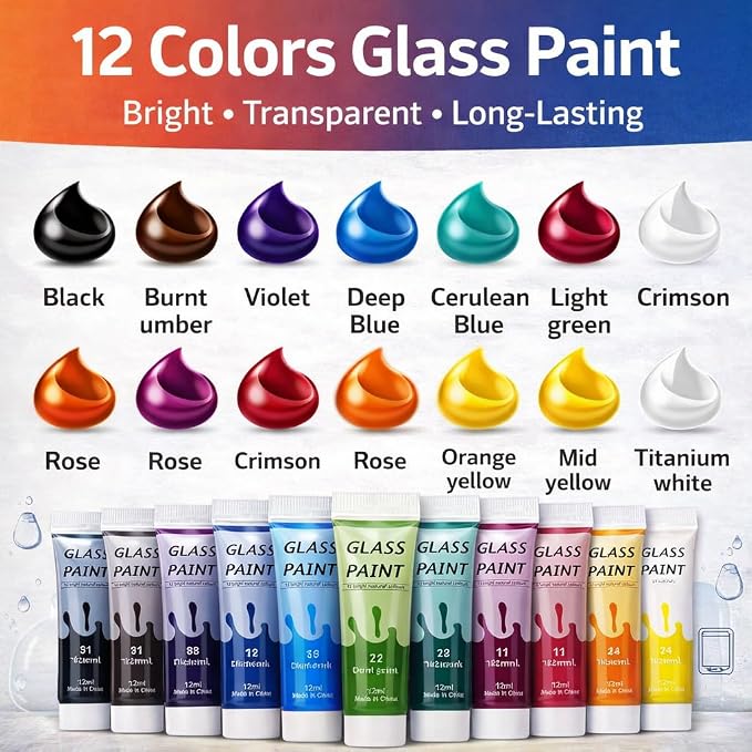 Acrylic Glass Paint Kit Transparent Stained Glass Paint - Image 2