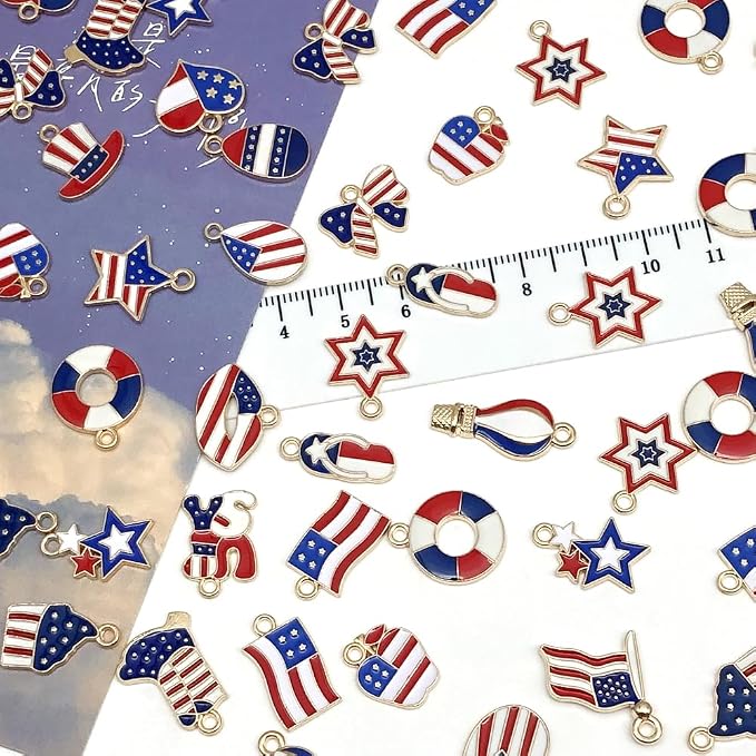 WOCRAFT 120pcs Assorted Enamel Bracelet 4th of July Independence Day American - Image 2