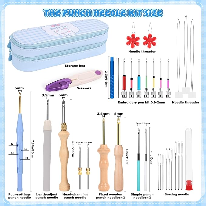 35Pcs Punch Needle Kit Adult Beginner, Adjustable Punch Needle Tool - Image 3