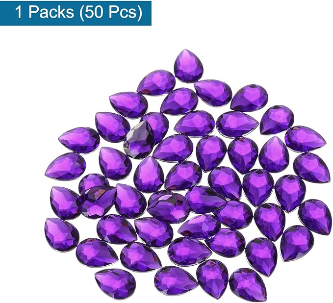 MECCANIXITY 50PCS Flat Back Acrylic Teardrop Gems 18x25mm Artificial Rhinestones - Image 3