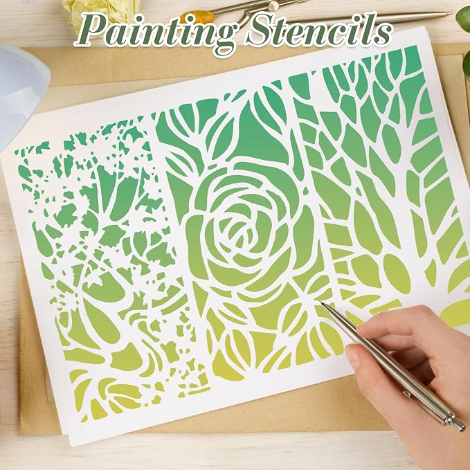 Texture Stencils for Crafts Reusable 16Pcs Stencils | DIY Art Painting Stencil - Image 6