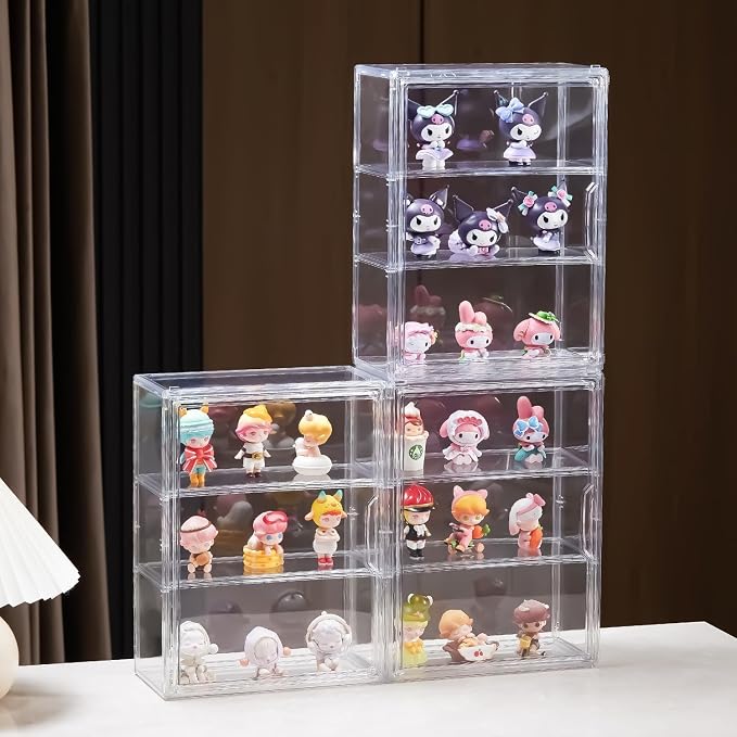 3 Tiers Clear Acrylic Display Case, Plastic Storage Bins by beehomay
