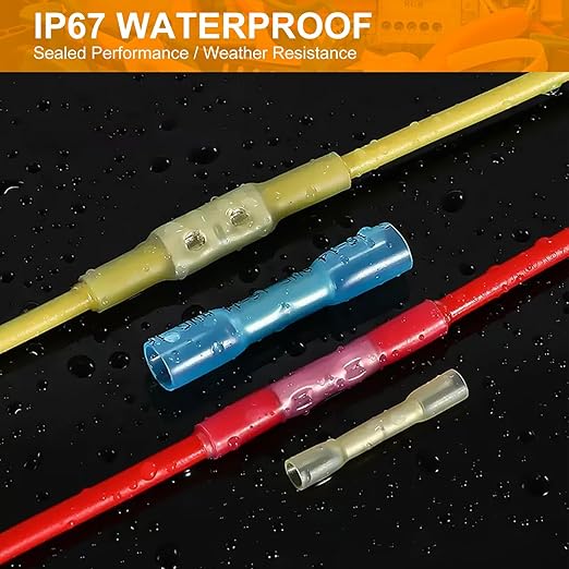 450PCS Electrical Connectors Red Copper, Heat Shrink Wire Connectors Kit, Crimp Connector Wire Terminals for Automotive Marine