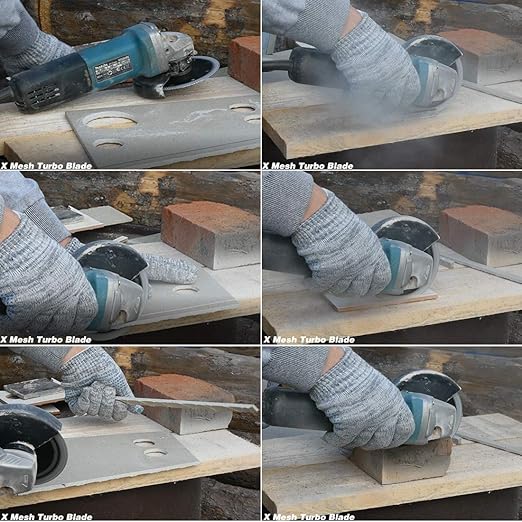 DT-DIATOOL Diamond Tile Blade 5 Inch 5pcs Diamond Turbo X Mesh Rim Segement Circular Saw Blade for Procelain Ceramic Stoneware Marble Granite Fits 5/8"-7/8" Arbor