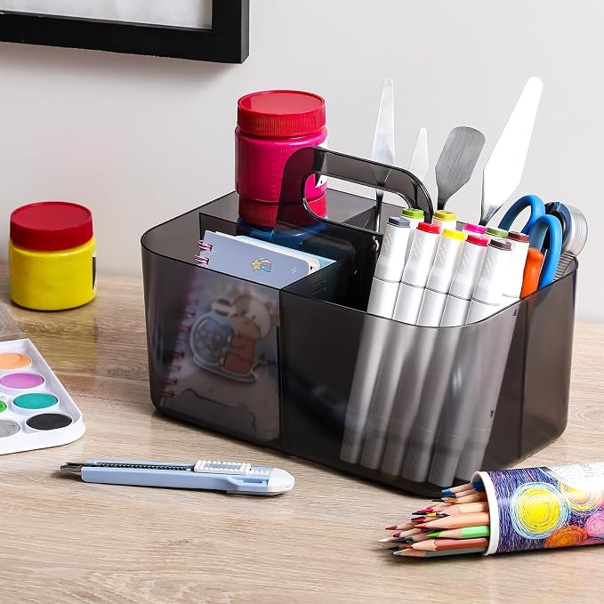 Multiuse Caddy Organizer with Handle, Portable Plastic Tote Bin - Image 3