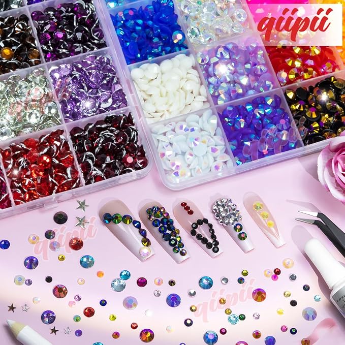 qiipii 48 Color 6mm Jelly AB & Crystal Colorful Resin Rhinestones - Image 4
