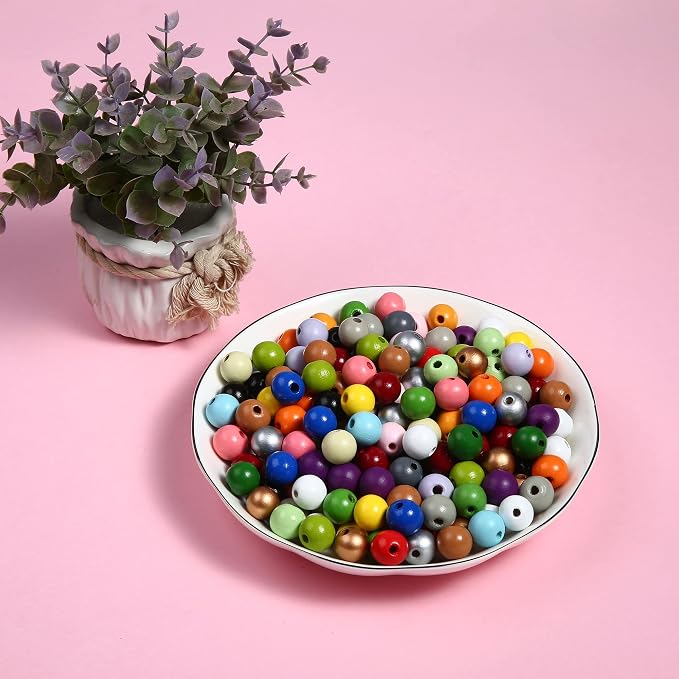 230PCS 16mm Colorful Round Wooden Beads - Image 2