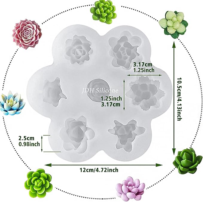 7 Cavity Succulent Candle Molds - Image 2