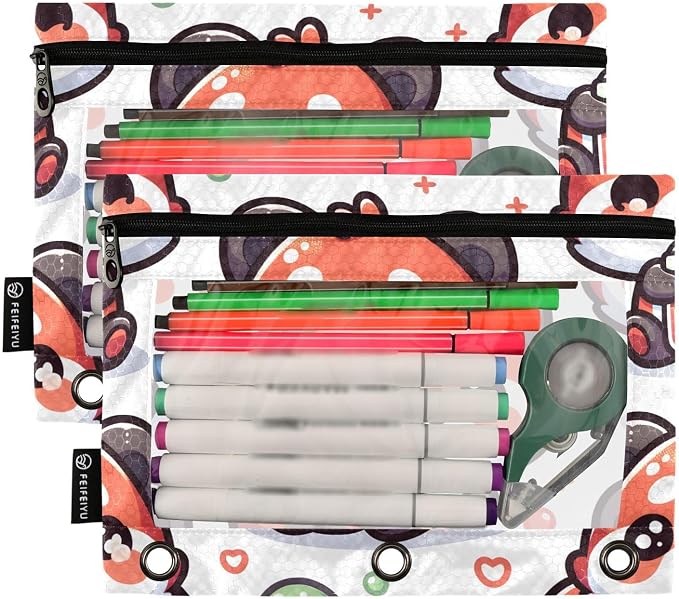Custom Cute Red Panda Bubbles Pencil Pouch - Image 2
