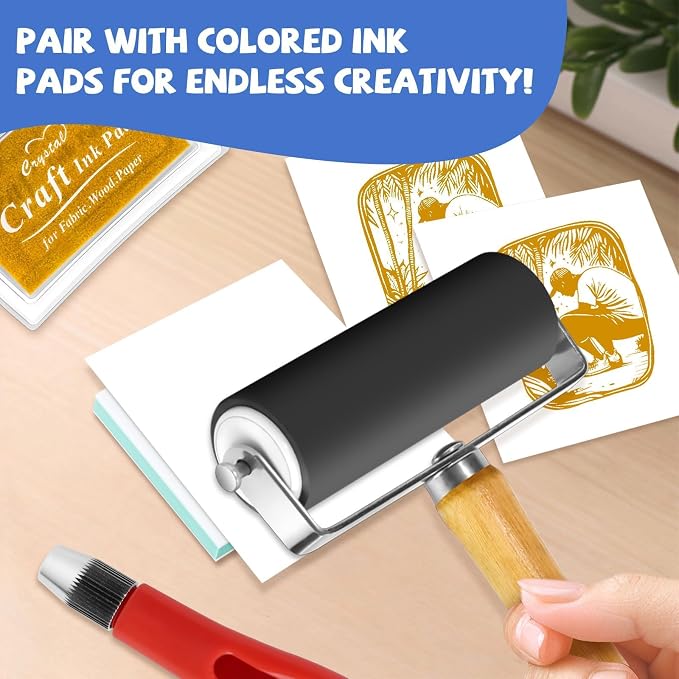 6pcs 2"x2" Rubber Carving Blocks, Linoleum Block Stamp Making Kit - Image 6