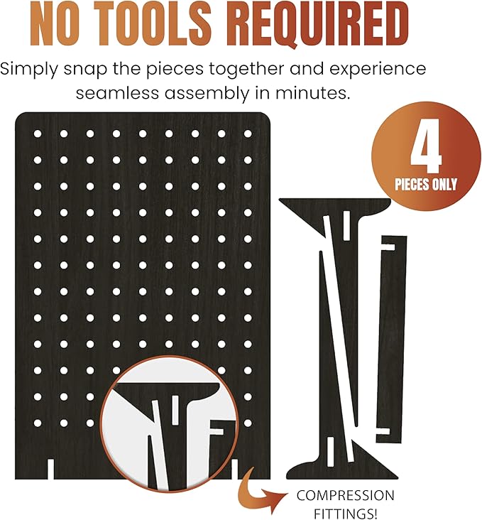 Torched Pegboard Display Stand for Jewelry, Craft Shows, Selling, Vendor Events, Tools, Peg Board Accessories Rack Organizer, XXL 15.75" L x 4.3" W x 23.75" H, Ebony