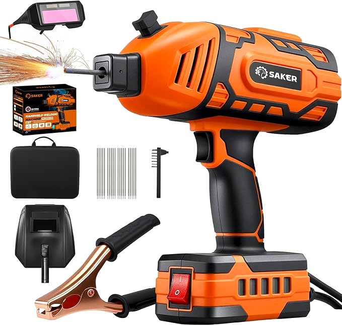 Saker Portable Welding Machine,Welding Machine 110V with IGBT Inverter 5 Variable Current Adjustment, Portable Electric Welder Machine,Fits for 3/32" Wire Rods (Orange)
